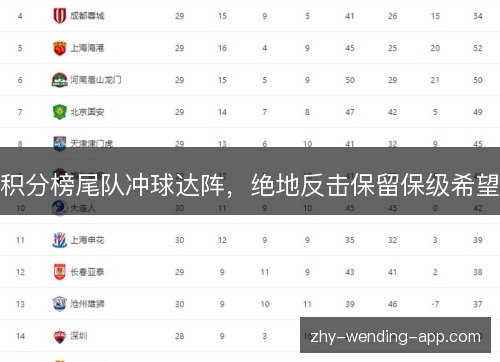 积分榜尾队冲球达阵,绝地反击保留保级希望 积分榜尾队冲球达阵,绝地反击保留保级希望